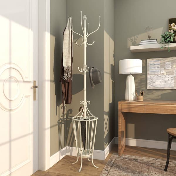 9th & Pike® Farmhouse White Metal Coat Rack