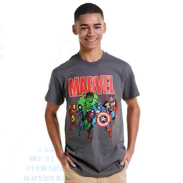 Young Mens Marvel Team Short Sleeve Graphic Tee - Charcoal - image 