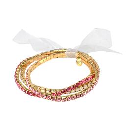 Roman 3pk. Gold-Tone Pink Ombre Crystal Stretch Bracelets Set
