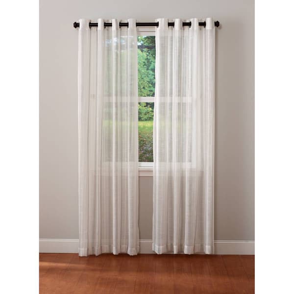 Farmhouse Woven Stripe Semi-Sheer Grommet Panel - image 