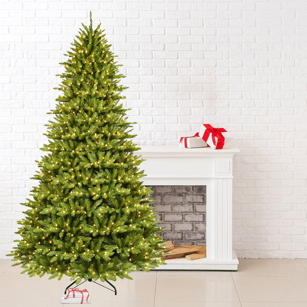Santa''s Workshop 9ft. Pre-Lit UL Lights Green PVC Tree