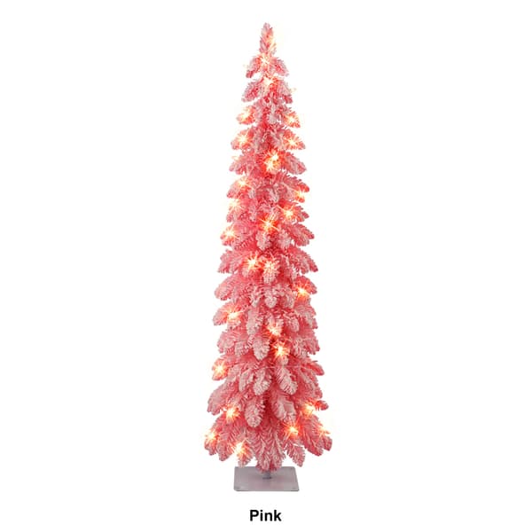 Puleo International 4ft. Incandescent Flocked Alpine Pencil Tree