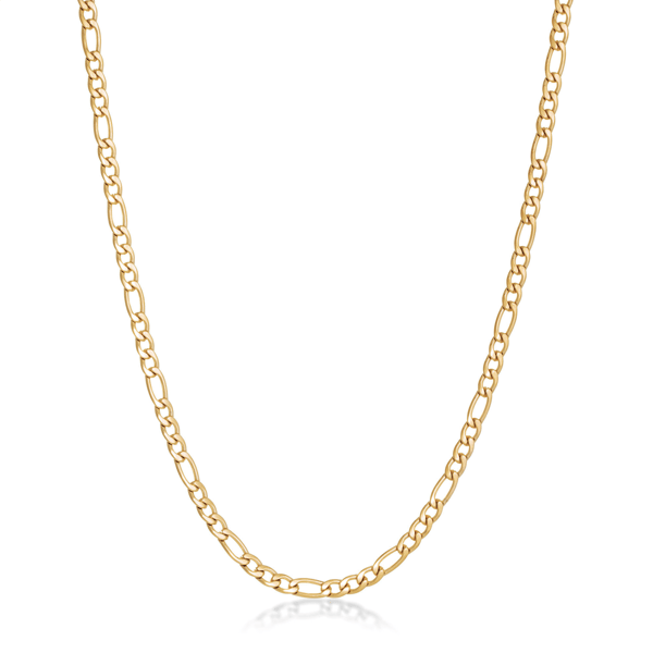 Mens Lynx Gold-Tone Ion Plated 4mm Figaro Chain Necklace - image 