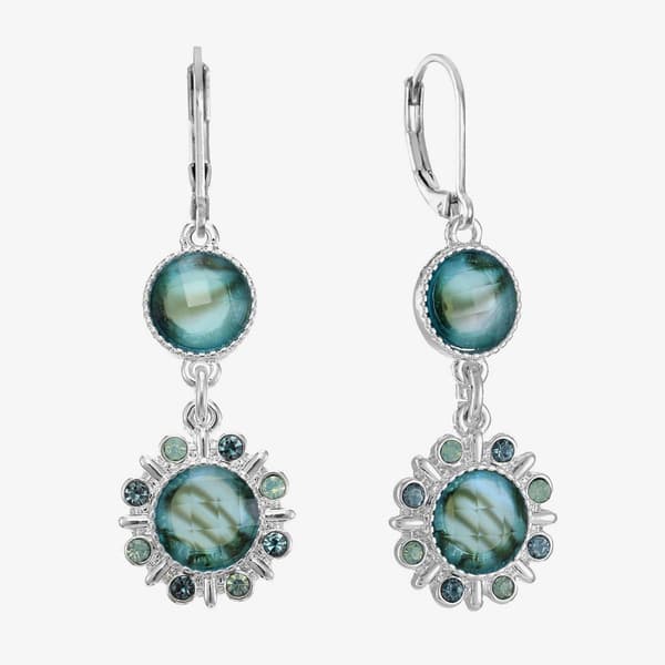 Gloria Vanderbilt Abalone & Opal Double Drop Leverback Earrings - image 