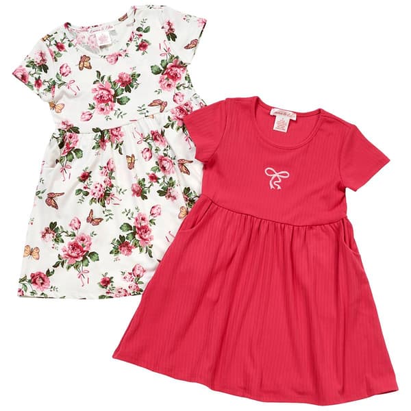 Girls (4-6x) Emma & Elsa 2pk. Bow/Floral Dresses - image 