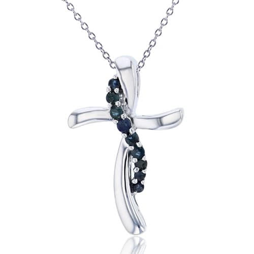 Gemstone Classics&#40;tm&#41; 14kt. White Gold Sapphire Necklace - image 