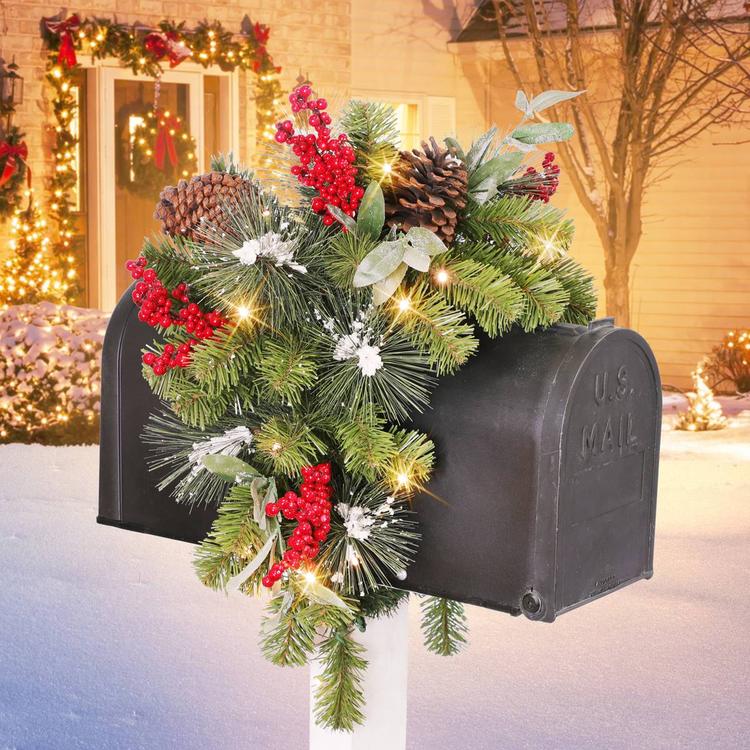 Puleo International Pre-Lit Decorated Mailbox Cover