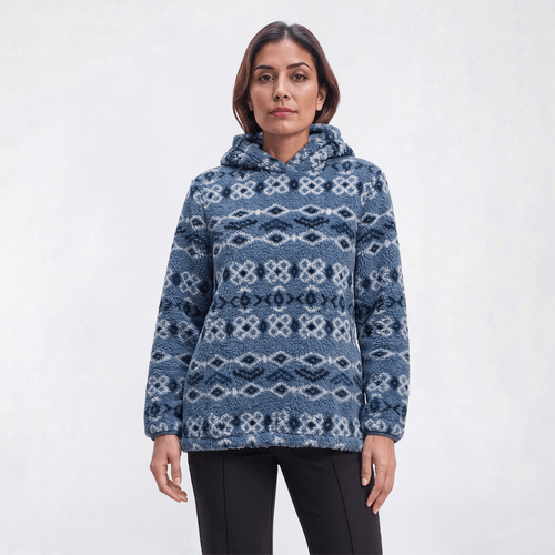 Womens Mountain Ridge Long Sleeve Sherpa Ikat Pullover Hoodie - image 
