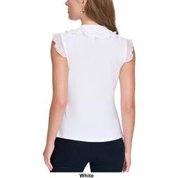 Womens Tommy Hilfiger Sleeveless Ruffle Front V-Neck Blouse