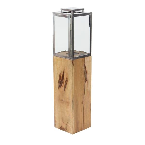 9th & Pike&#174; Light Brown Mango Wood Contemporary Candle Holder
