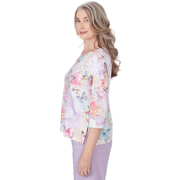 Petite Alfred Dunner Garden Party Butterfly Floral Blouse