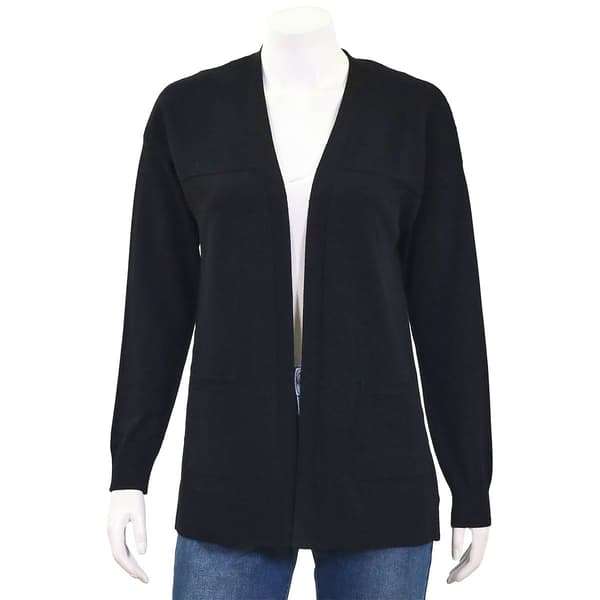 Womens 89th & Madison Long Sleeve Ribbed Shoulder Cardigan - image 