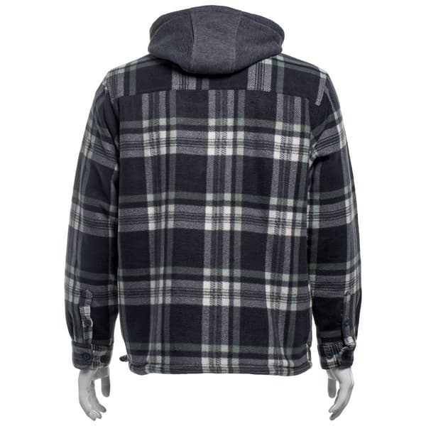 Mens Mountain Ridge Plaid Polar Fleece Jacket - Green/Blue