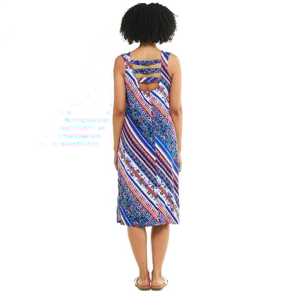 Womens Nina Leonard Sleeveless Scoop Neck Floral Shift Dress
