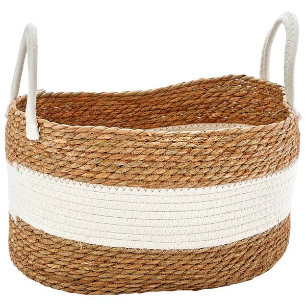 Bombay Small Two-Tone Bull Rush Straw Shelf Tote - image 