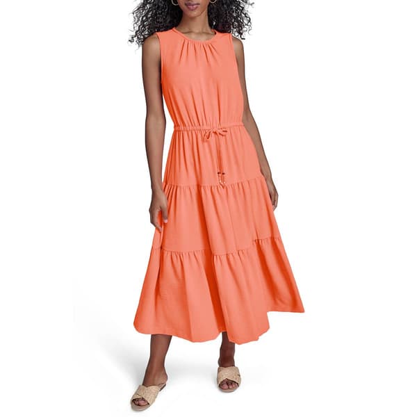 Womens Calvin Klein Sleeveless Drawstring Waist Midi Dress