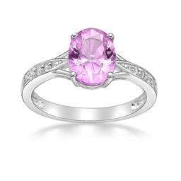 Sterling Silver Ring w/ Pink Sapphire & White Topaz Gemstones