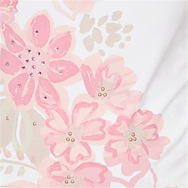 Womens Hearts of Palm Bloom Service Cap Sleeve Floral Blouse