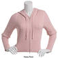 Juniors Pink Rose Cabled Rib Zip Up Hoodie - image 4
