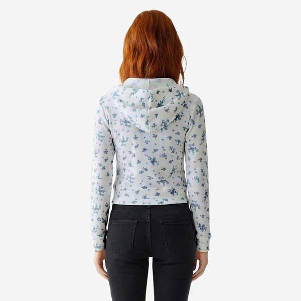 Juniors No Comment Floral Waffle Hoodie Jacket