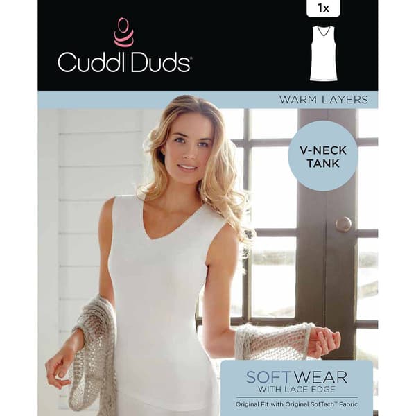 Womens Cuddl Duds&#174; Softwear with Lace Edge V-Neck Tank Top
