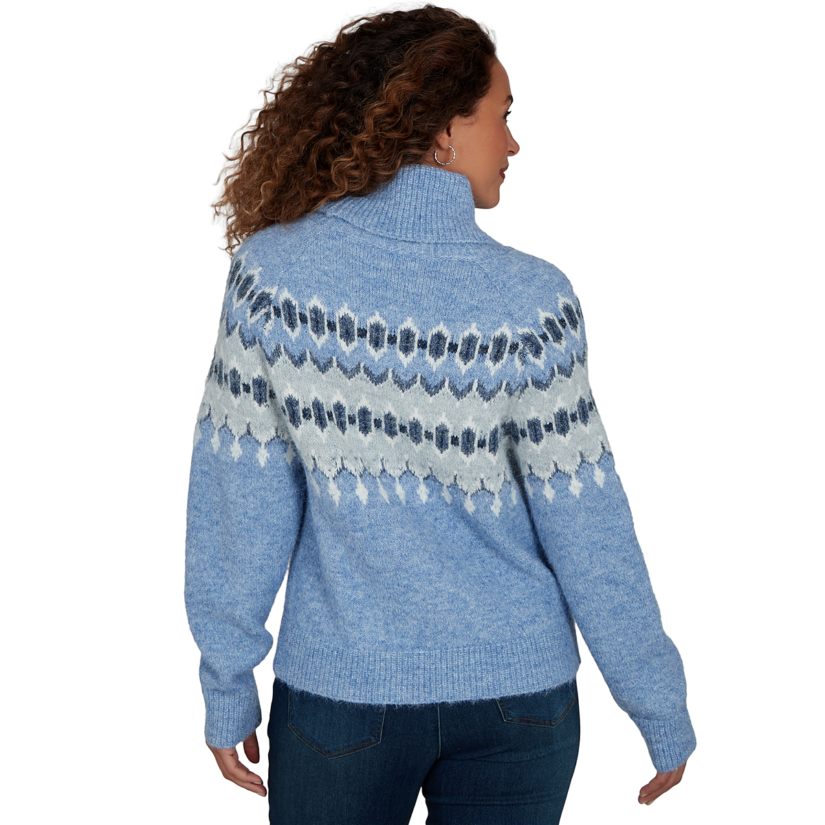 Petite Skye’s the Limit Icy Blue Sparkle Fair Isle Sweater
