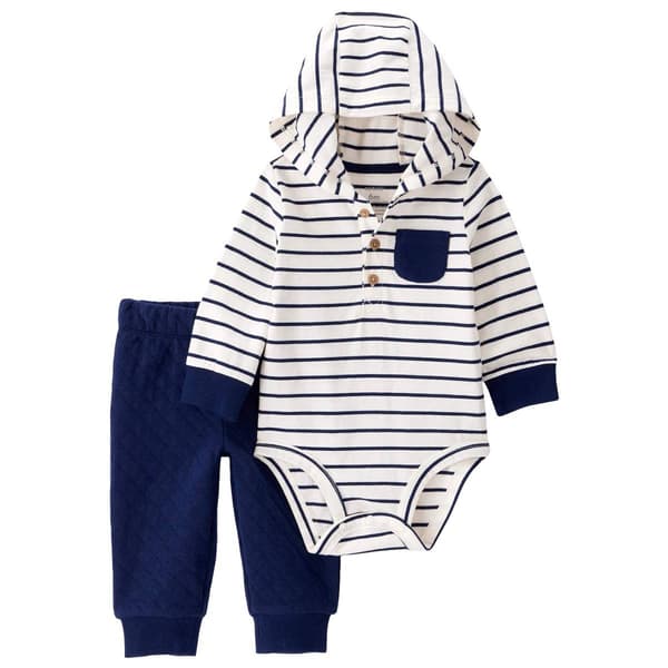 Baby Boy &#40;3-24m&#41; Carters&#40;R&#41; Stripe Hooded Bodysuit & Pants Set - image 
