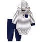 Baby Boy &#40;3-24m&#41; Carters&#40;R&#41; Stripe Hooded Bodysuit & Pants Set - image 1