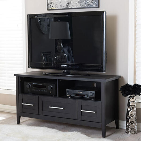 Baxton Studio Espresso TV Stand with 3 Drawers - image 