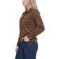 Womens NY Collection Long Sleeve Button Front Suede Blouse - image 4