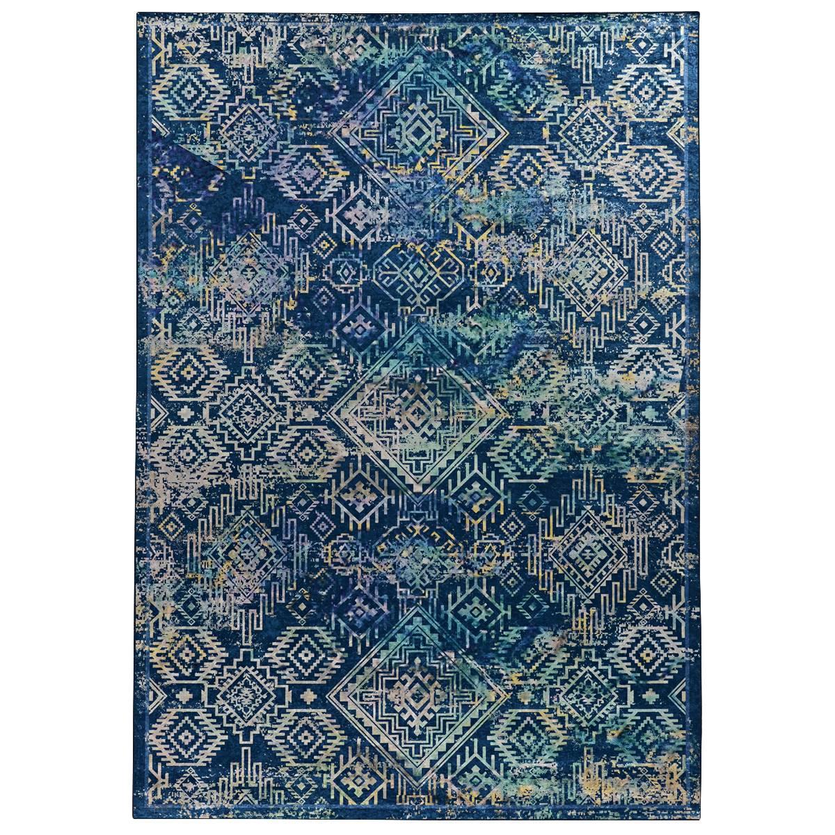 Linon Emerald Navy Detailed Area Rug - 6x9