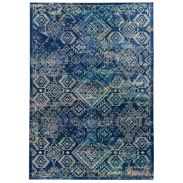 Linon Emerald Navy Detailed Area Rug - 6x9 - image 