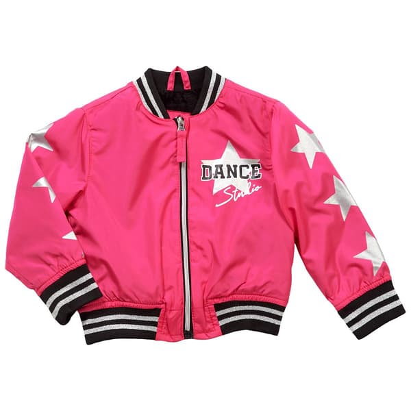 Toddler Girl Pink Platinum Dance Studio Bomber Jacket
