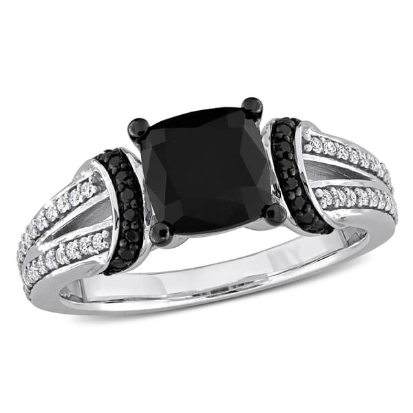Sophia B 2 1/3ctw. Black & White Cushion Diamond Ring - image 