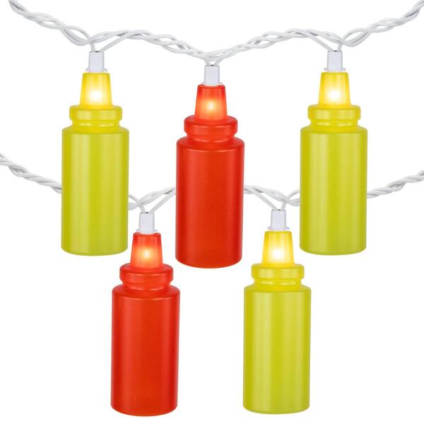Northlight Seasonal 6ft. Ketchup &amp; Mustard Bottle Patio Light Set - image 