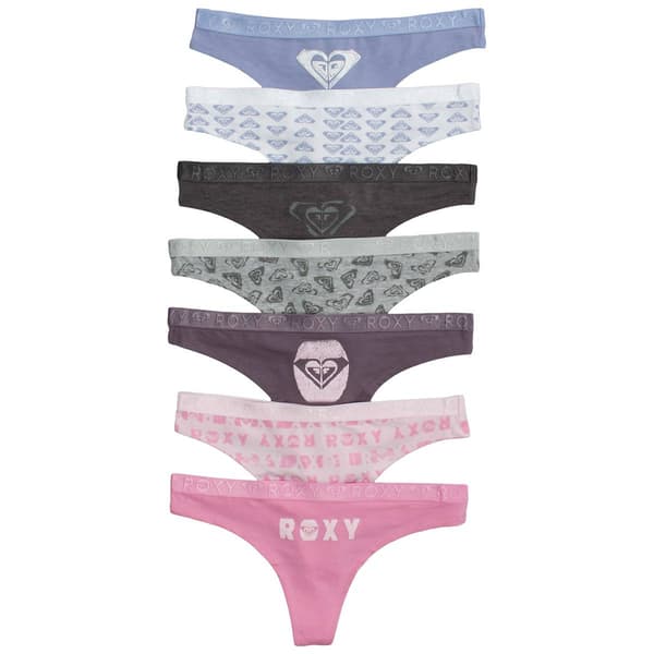 Womens Roxy 7pk Tonal Jaqcard Elastic Band Thongs RX4004-7PKM