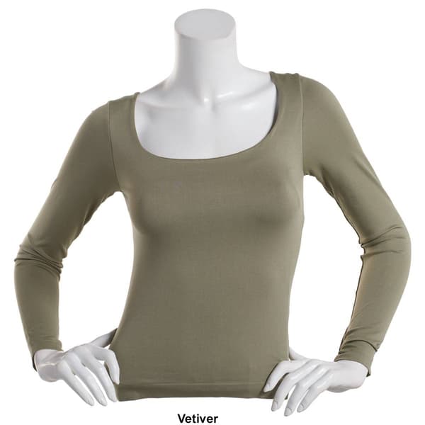 Juniors Wallflower Seamless Shelf Bra Long Sleeve Tee