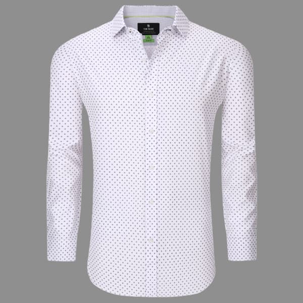 Mens Tom Baine Slim Fit Performance Diamond Dress Shirt - White