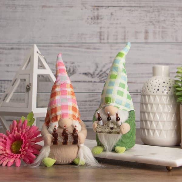 Northlight Seasonal Green & Blue Plaid Girl Gnome Figurine