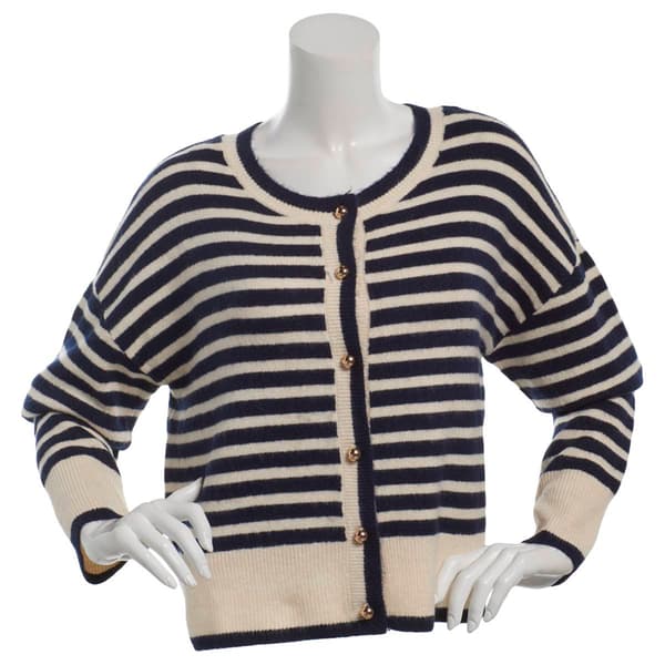 Womens Cece Long Sleeve Button Front Stripe Cardigan - image 