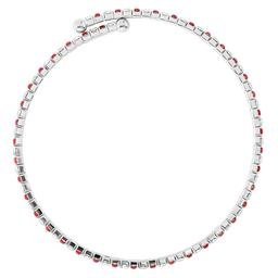 Athra Fine Silver Plated Red & White Crystal Coil Bracelet