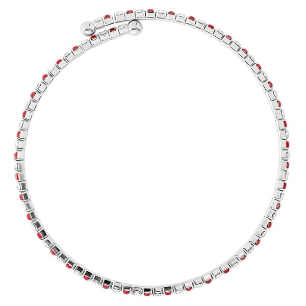 Athra Fine Silver Plated Red & White Crystal Coil Bracelet