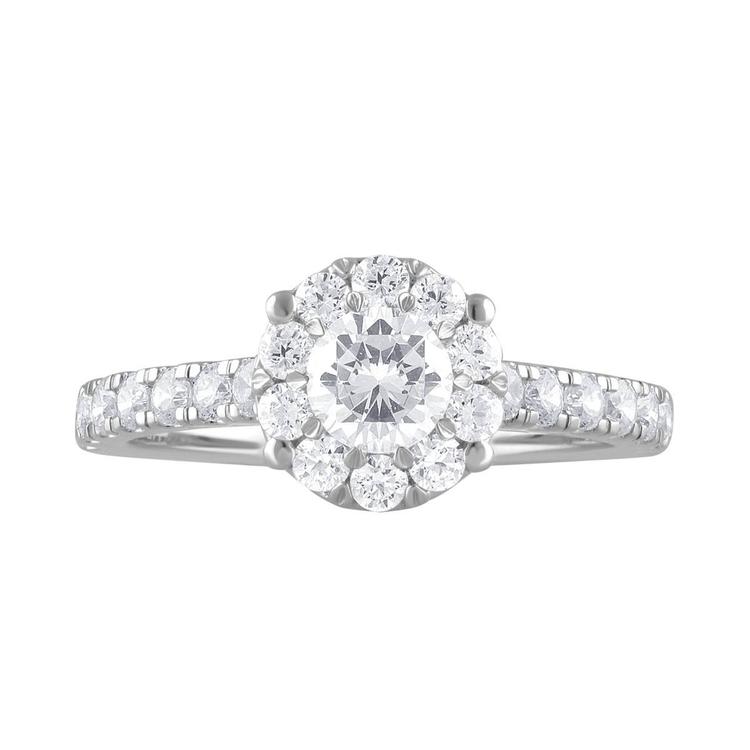 Nova Star® White Gold Lab Grown Diamond Halo Engagement Ring