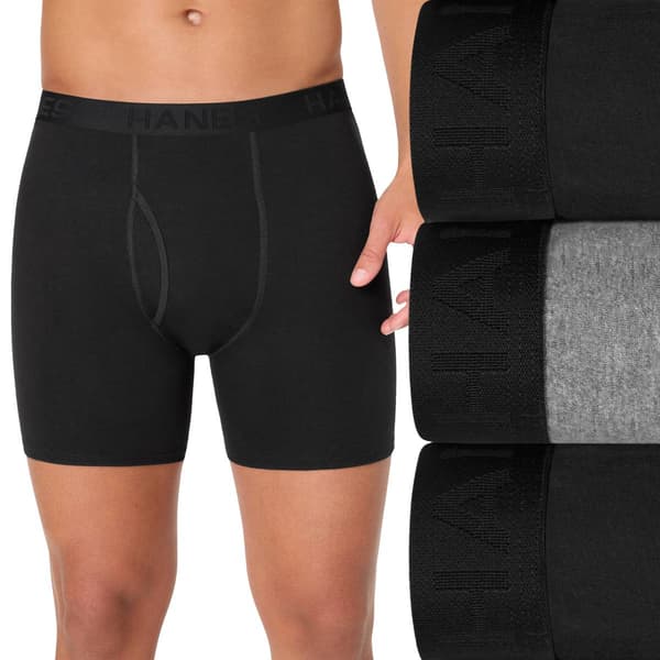 Mens Hanes Ultimate(R) 3pk. Boxer Briefs - Black/Grey
