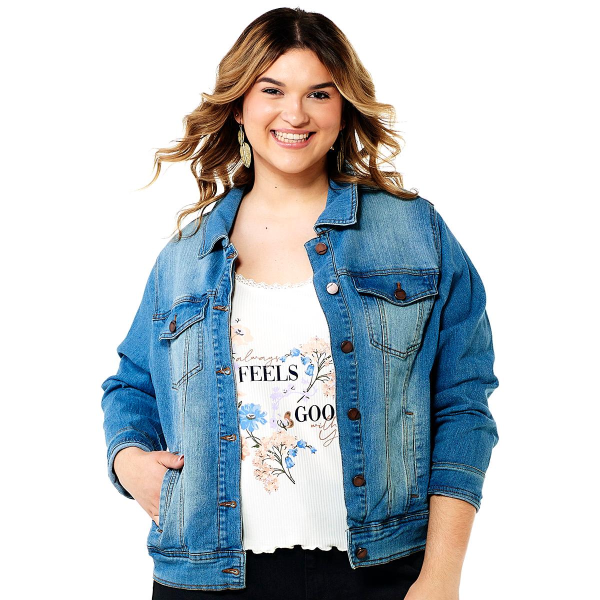 Juniors Jou Jou Plus Stretch Denim Jacket