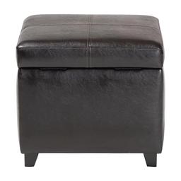 Baxton Studio Leather Storage Cube Ottoman - Dark Brown