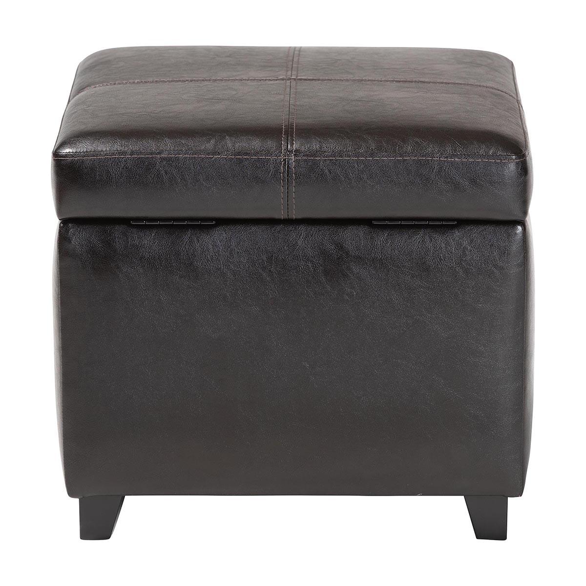 Baxton Studio Leather Storage Cube Ottoman - Dark Brown