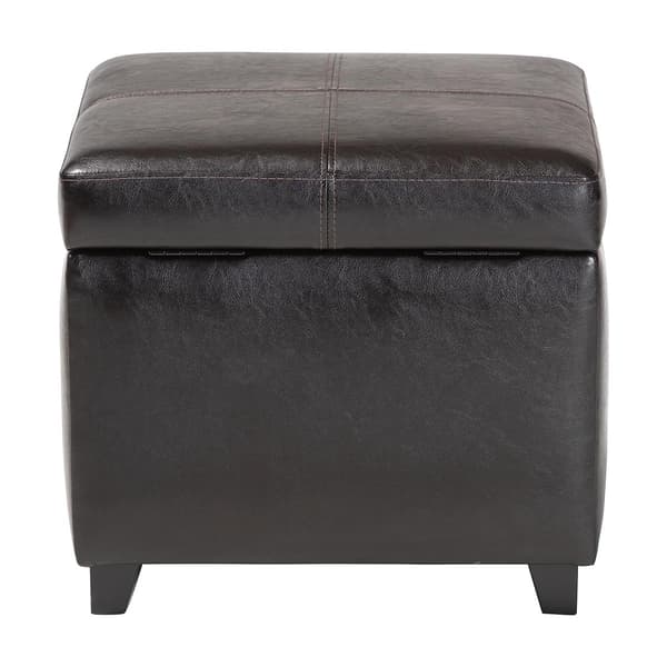 Baxton Studio Leather Storage Cube Ottoman - Dark Brown
