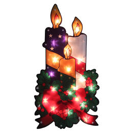 Northlight Seasonal Holly & Berry with Candles & Bow Decoration