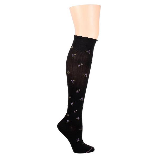 Womens Dr. Motion Floral Wide Calf Compression Knee High Socks - image 
